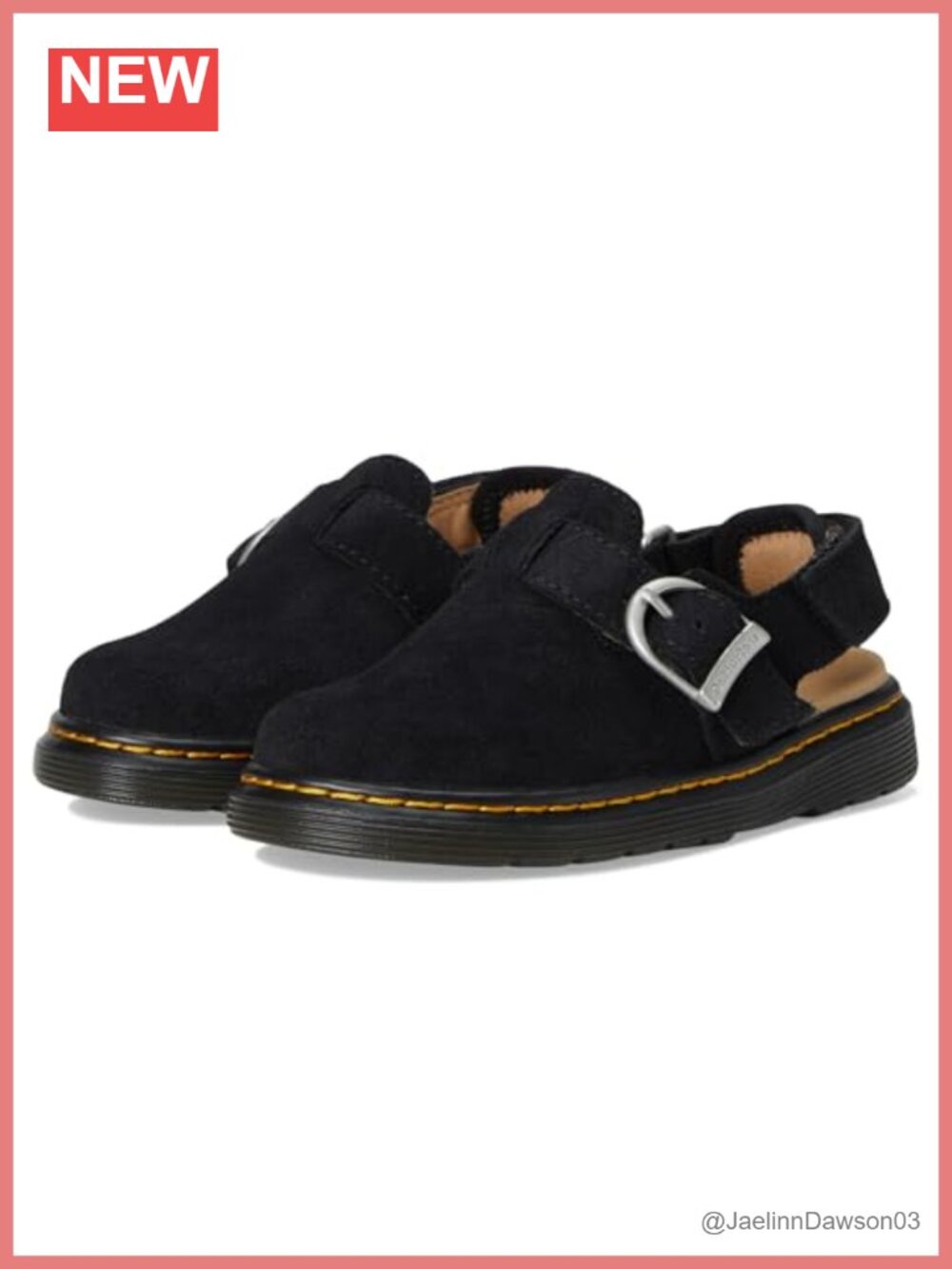 Dr. Martens Jorgie J Leather Kids Low-Top Bootie with Adjustable Buckle